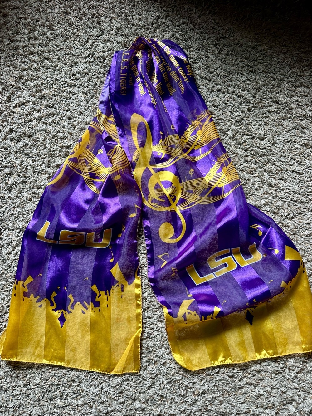 LSU Tigers Fight Song Scarf; Purple/Gold; One Size